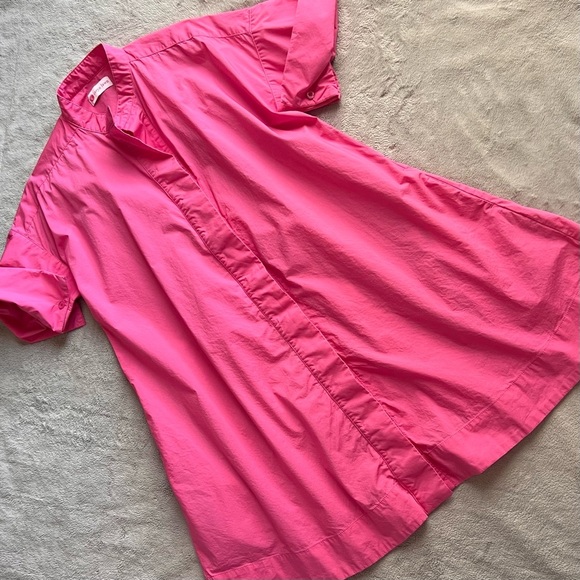 Caryn Lawn Dresses & Skirts - Caryn Lawn Kelly Margot Button-Shirt Dress Cotton Poplin Bright Pink OS